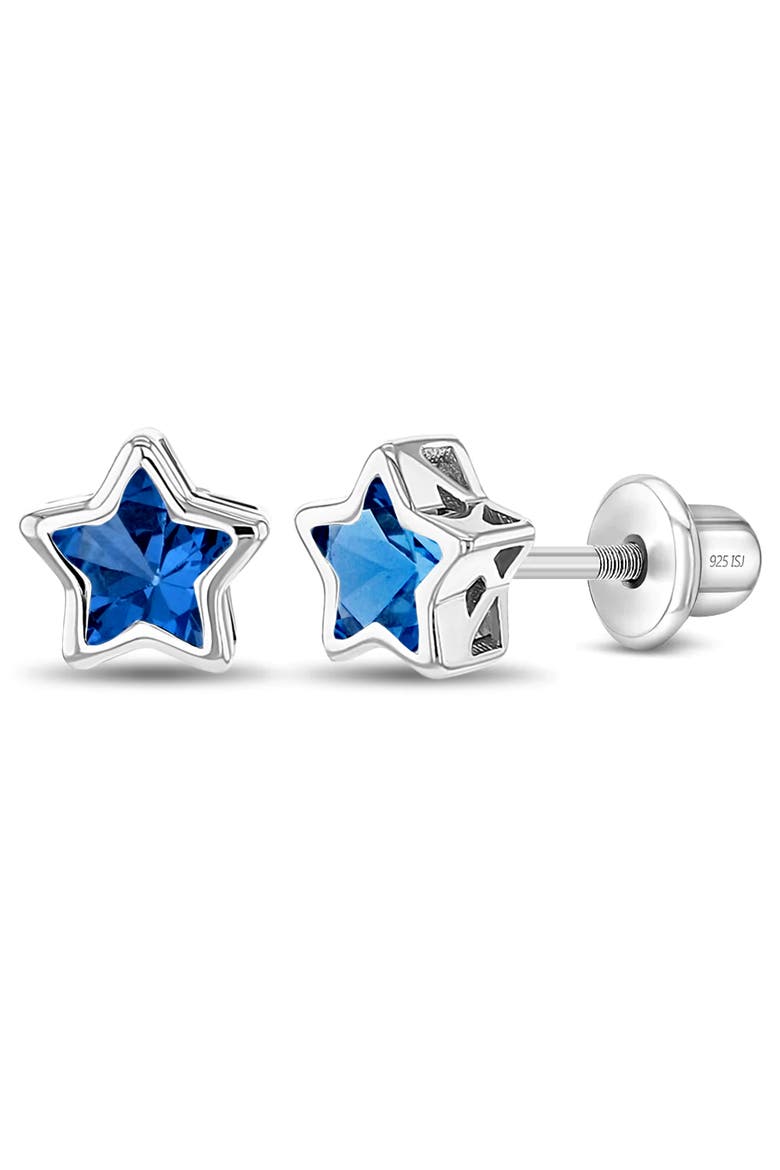 Cubic Zirconia Birthstone Star Earrings, Main, color, September