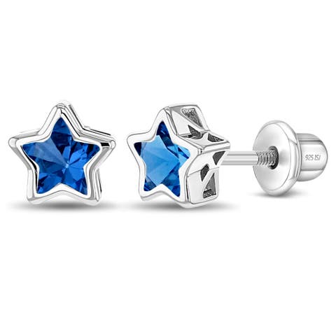 Cubic Zirconia Birthstone Star Earrings