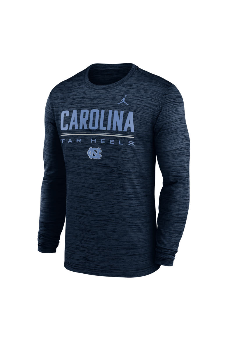 Men's Jordan Brand Navy North Carolina Tar Heels Sideline Velocity Dri-FIT Long Sleeve T-Shirt, Alternate, color, Navy