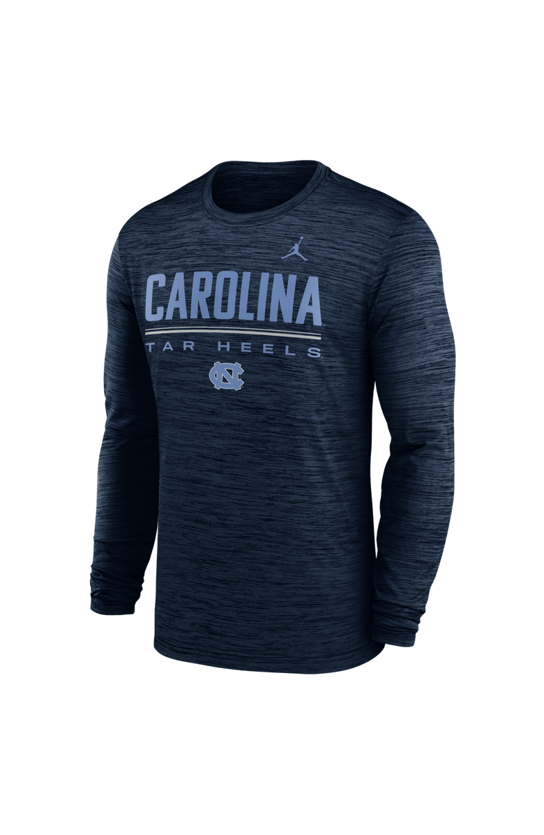 Jordan Brand Men's Jordan Brand Navy North Carolina Tar Heels Sideline Velocity Dri-FIT Long Sleeve T-Shirt, Alternate, color, Navy