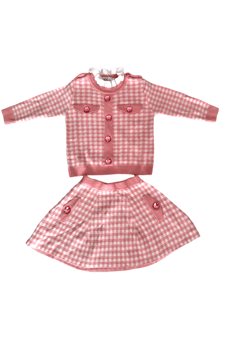 Gingham Gem Sweater Set, Main, color, Pink