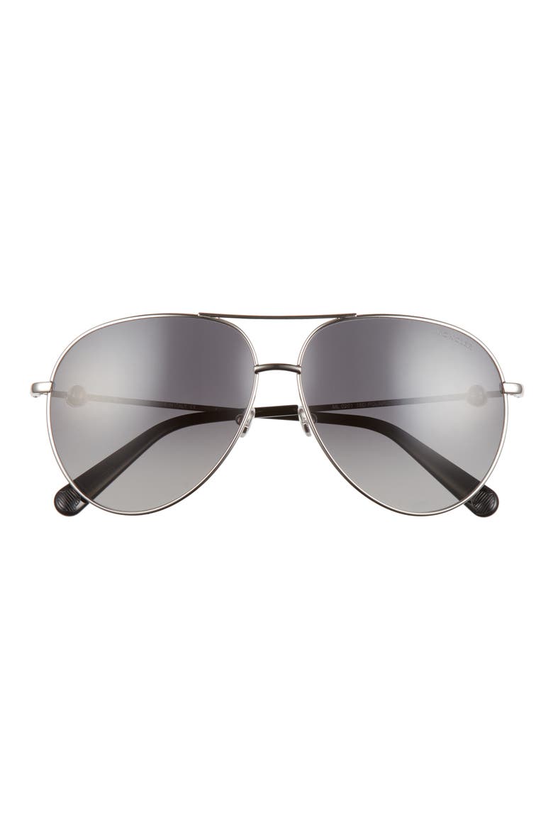 60mm Polarized Pilot Sunglasses, Main, color, PALLADIUM / SMOKE POLARIZED