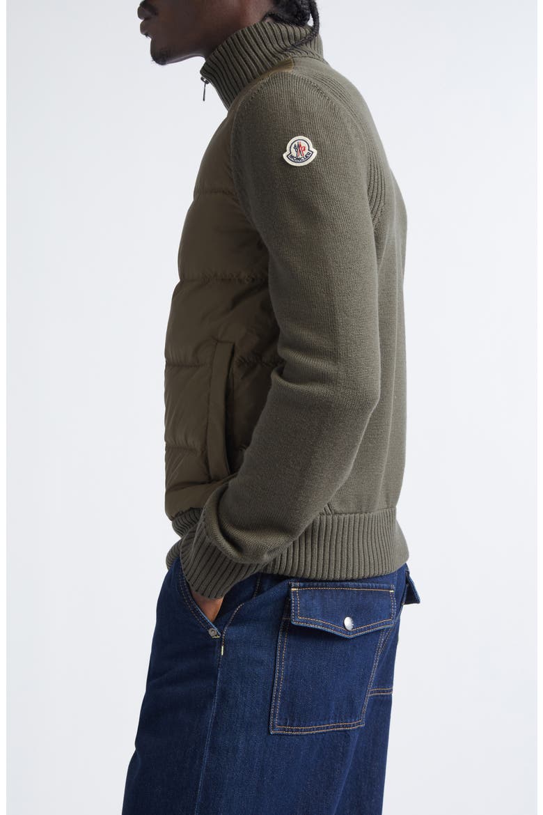 Quilted Down & Virgin Wool Cardigan, Alternate, color, BACKWOODS