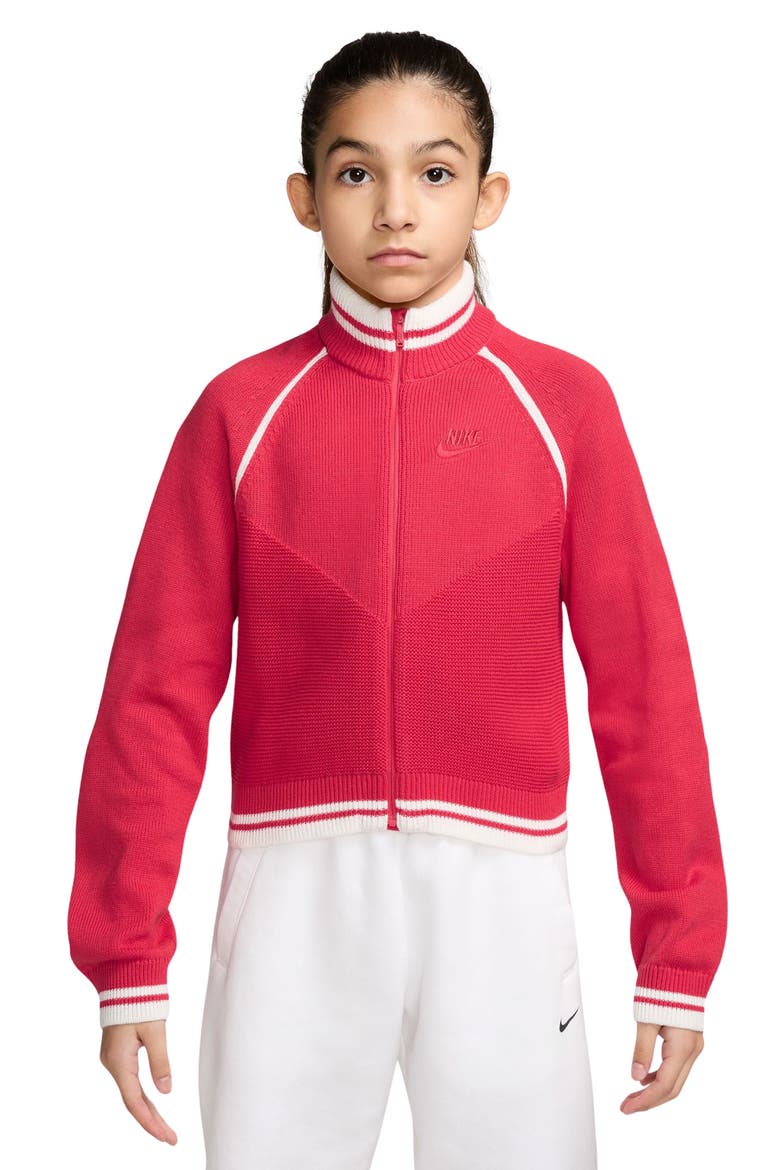 Kids' Sportswear Track Jacket, Main, color, FUSION RED/ WHITE