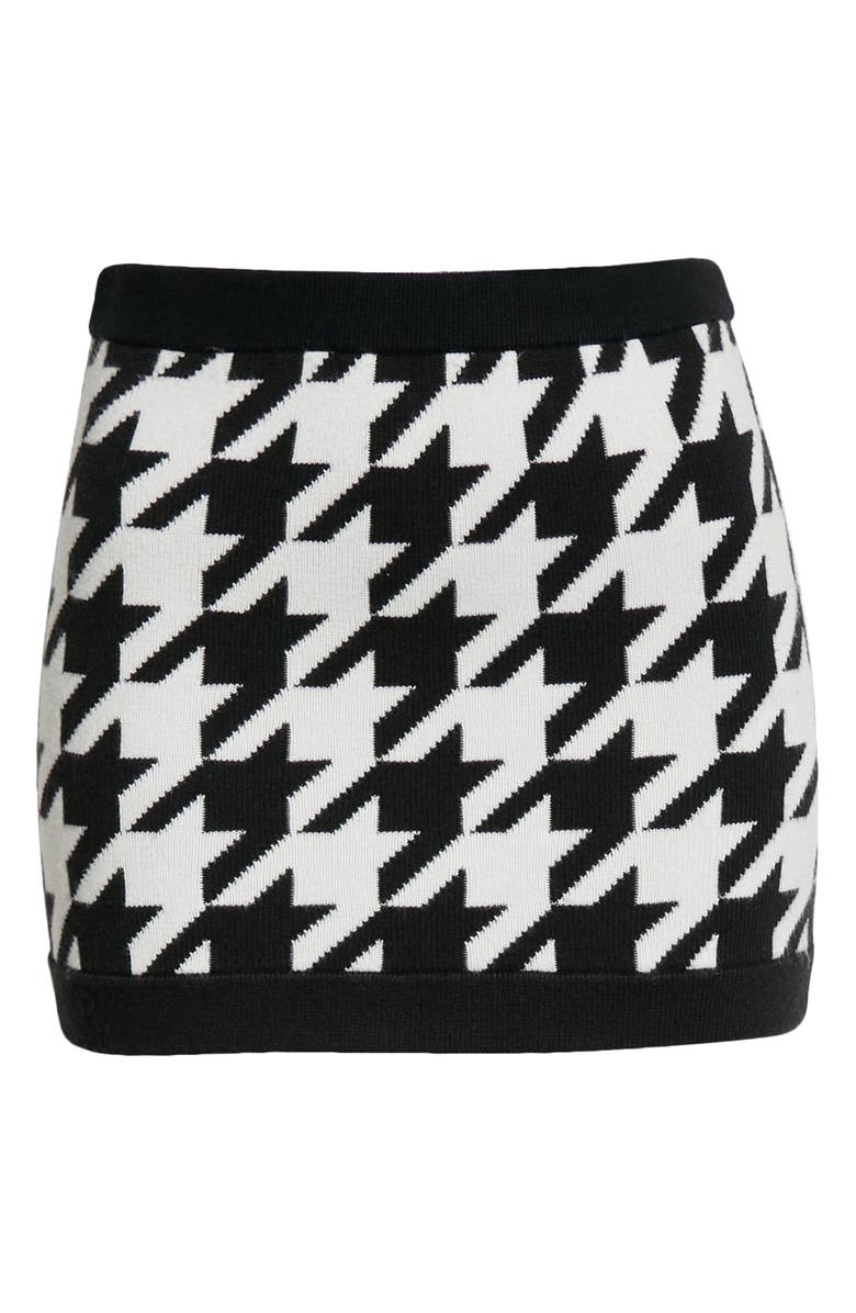 Alice + Olivia Ingrid Houndstooth Skirt, Alternate, color, Black/ Soft White