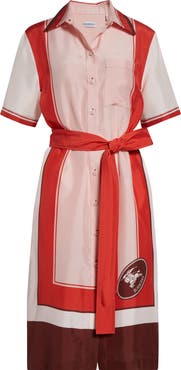 Burberry Scarf Print Short Sleeve Silk Shirtdress