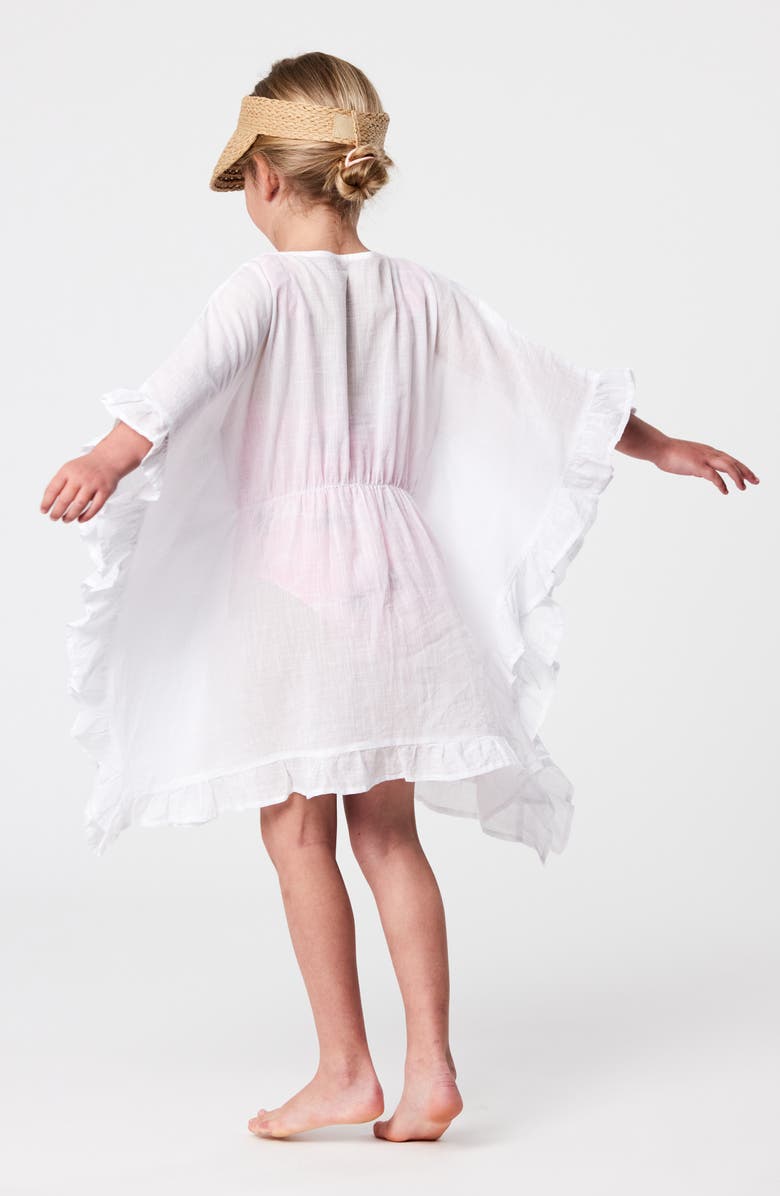 Snapper Rock Kids' Ruffle Cotton Cover-Up Dress, Alternate, color, White
