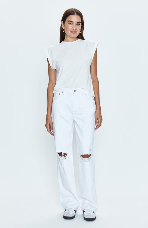 Pistola Grayson Ripped Wide Leg Jeans In Le Blanc Distressed