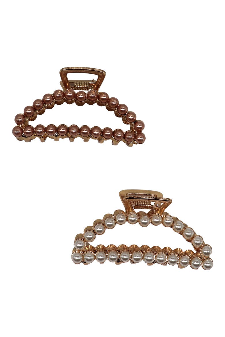 Assorted 2-Pack Imitation Pearl Jaw Clips, Main, color, IVORY/ CHAMP
