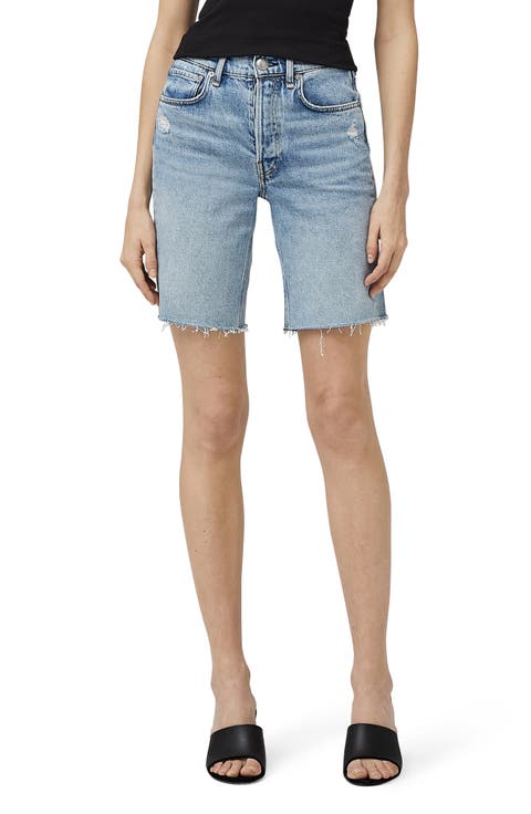 Raw Hem Denim Bermuda Shorts (Mallory)