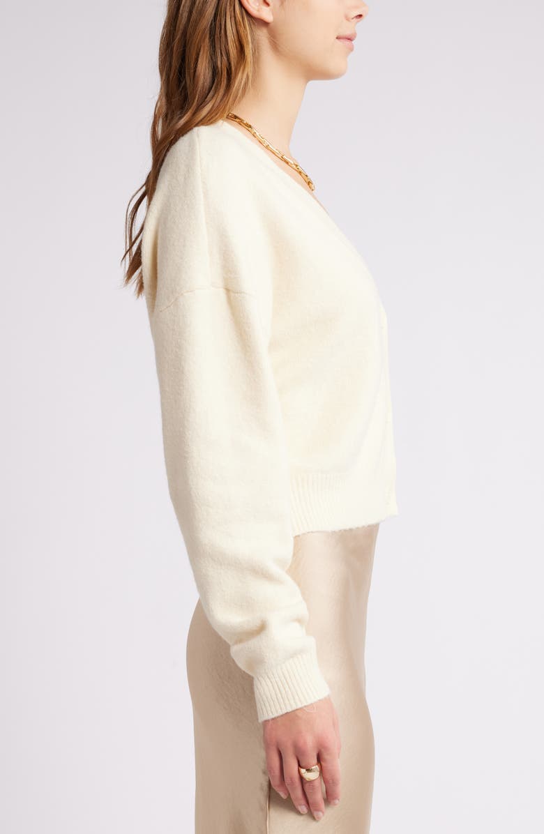Open Edit Crop Cardigan, Alternate, color, Ivory Dove