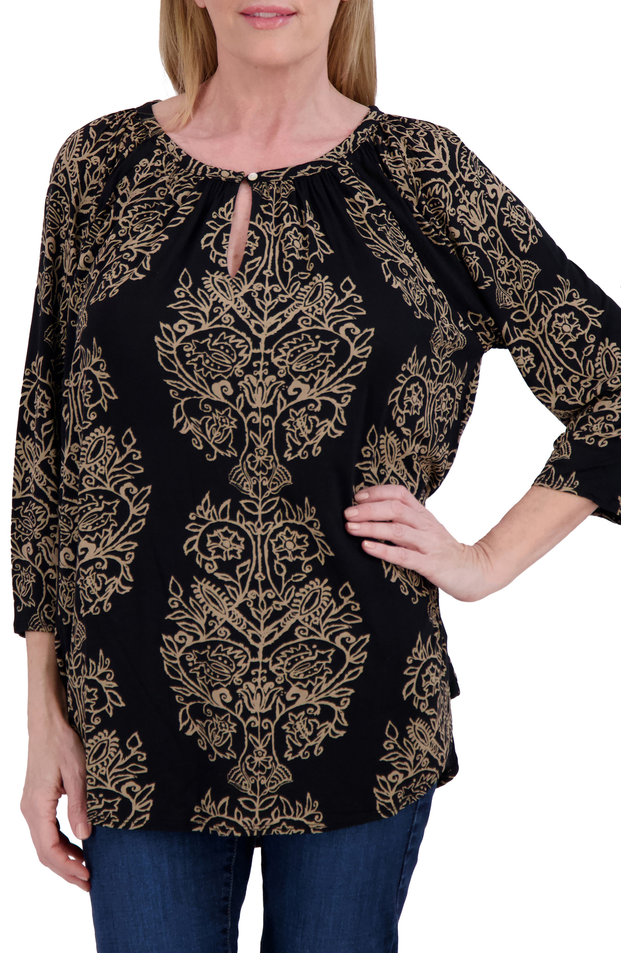 Lucky Brand Floral Raglan Sleeve Top