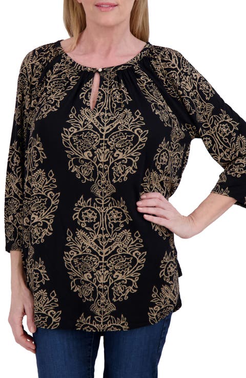 Floral Raglan Sleeve Top (Plus)