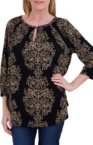 Lucky Brand Floral Raglan Sleeve Top