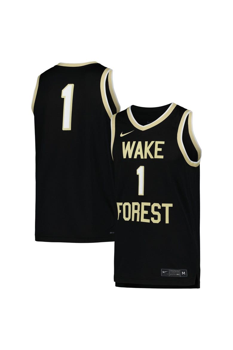 Men's Nike Black Wake Forest Demon Deacons Replica Basketball Jersey, Main, color, Black