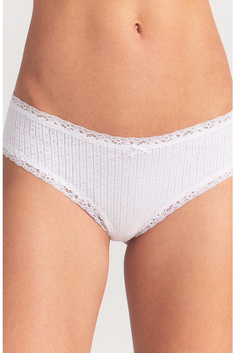 Lightweight Stretch Cotton Pointelle Briefs, Alternate, color, SNOW