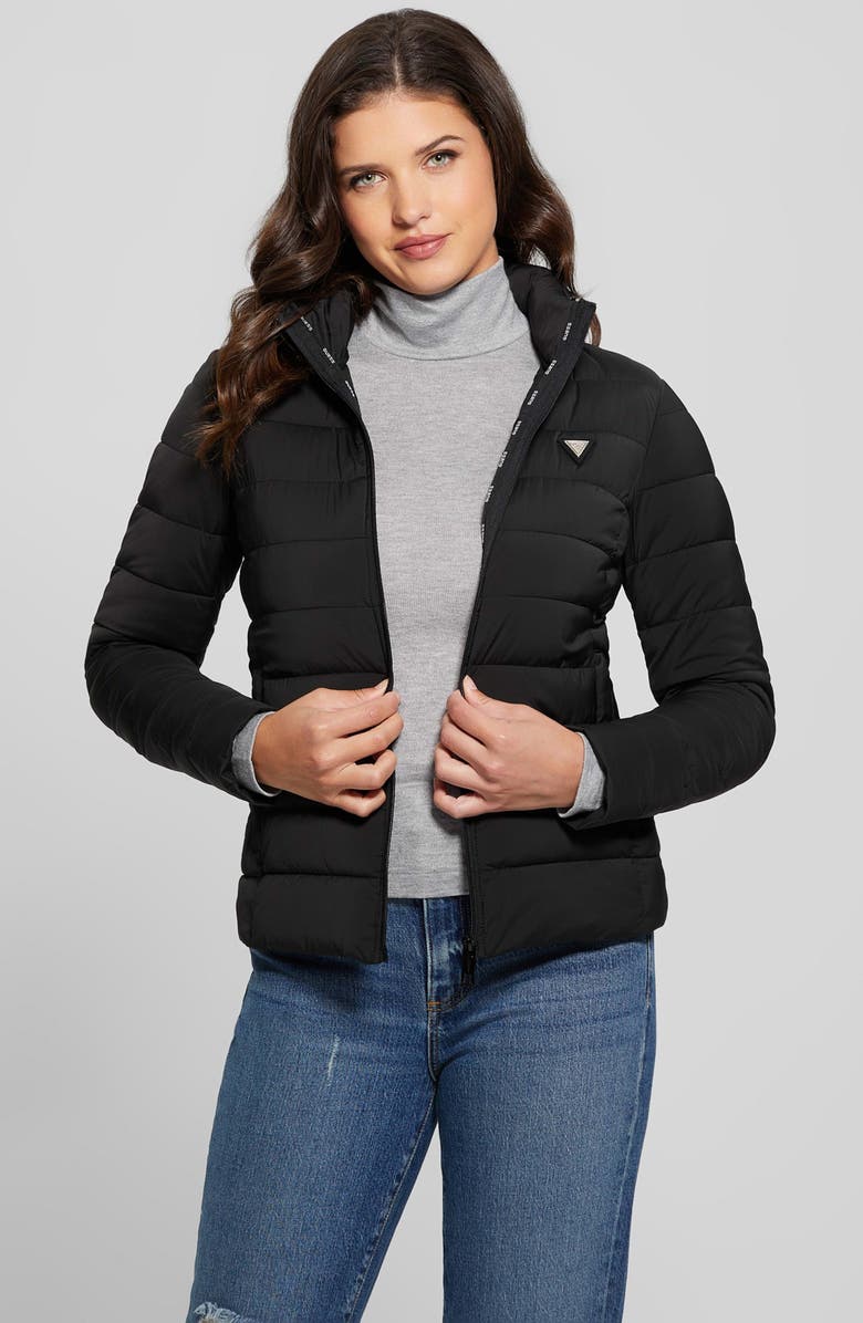 GUESS Diann Puffer Jacket, Alternate, color, Jet Black A996