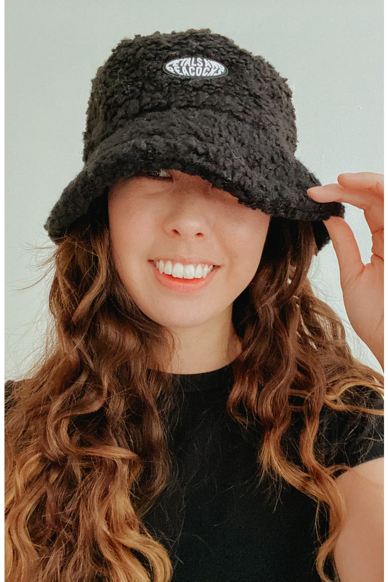 Fleece Bucket Hat, Alternate, color, BLACK
