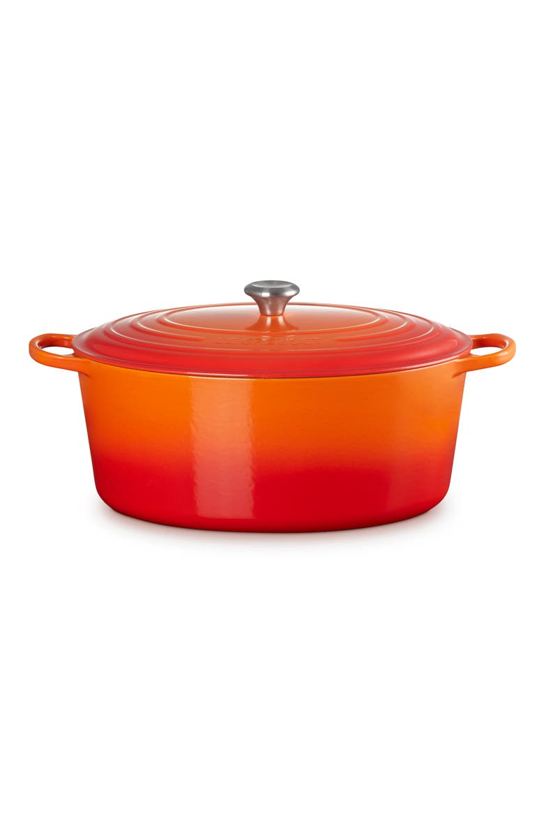 Signature 15 1/2-Quart Oval Enamel Cast Iron French/Dutch Oven, Main, color, FLAME