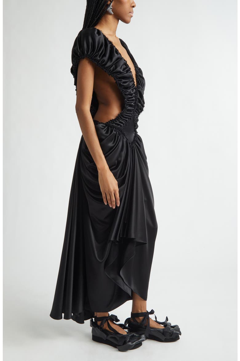 Diamond Satin & Lace Slipdress, Alternate, color, BLACK