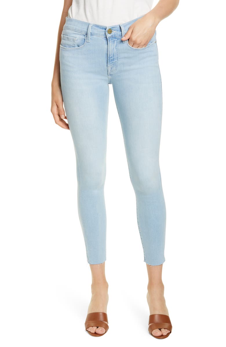 FRAME Le Raw Edge Ripped Crop Skinny Jeans, Main, color, 