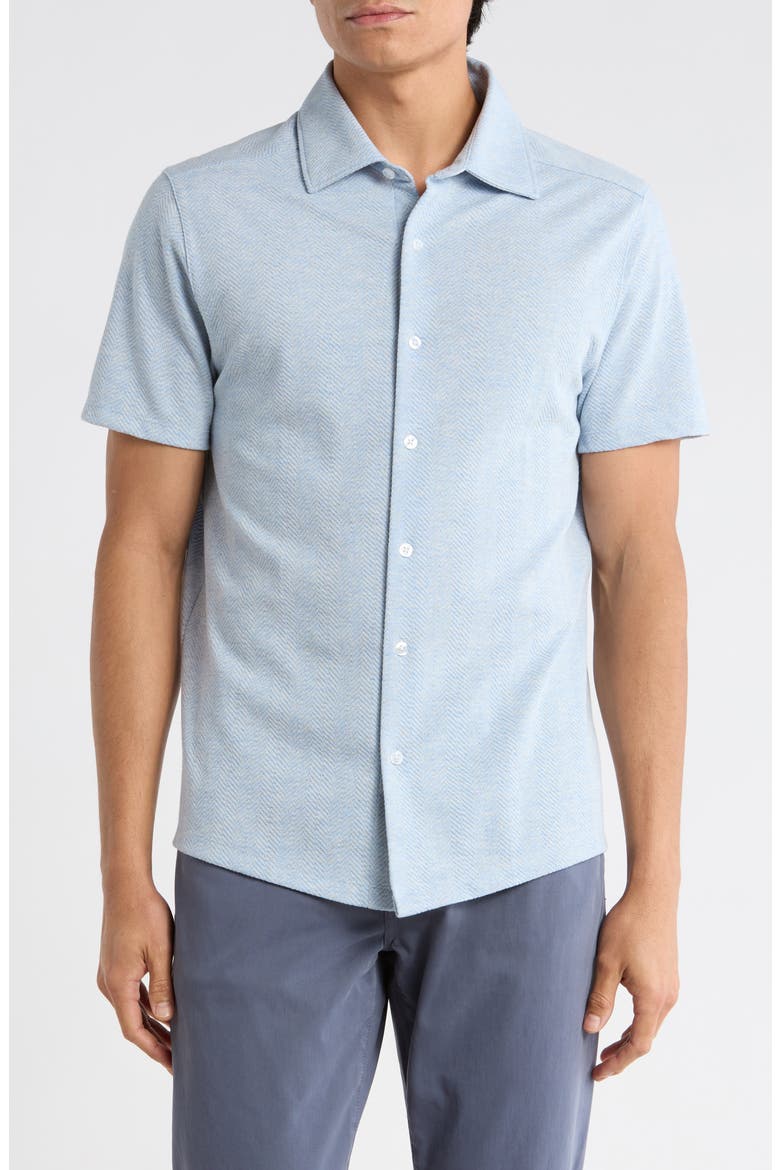 Auron Knit Button-Up Shirt, Main, color, POWDER BLUE