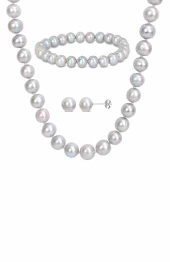 Freshwater Pearl Necklace, Bracelet & Stud Earrings Set