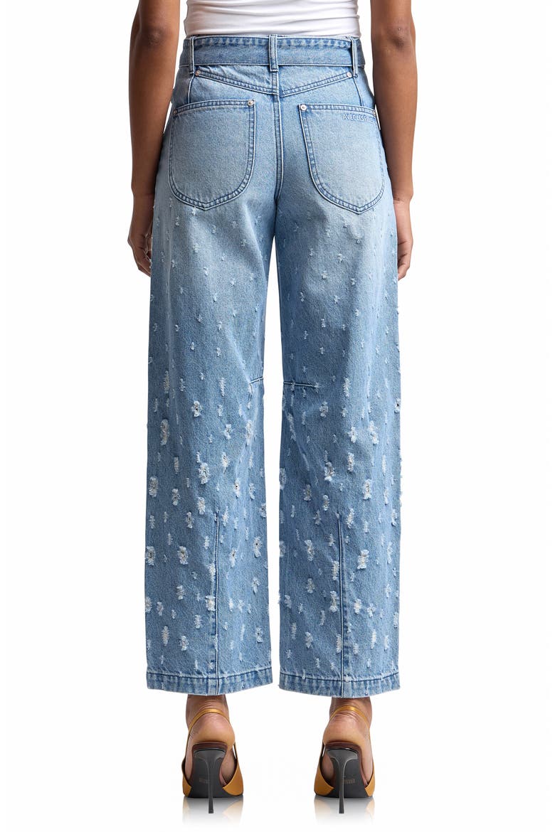 Distressed Darted High Waist Wide Leg Jeans, Alternate, color, MARTIN WASH