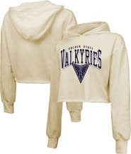 Majestic Threads Women's Majestic Threads Cream Golden State Valkyries Circus Shot Drop Shoulder Tri-Blend Cropped Pullover Hoodie