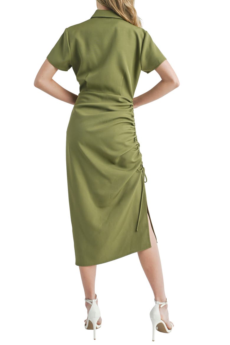 Wrap Front Midi Dress, Alternate, color, OLIVE