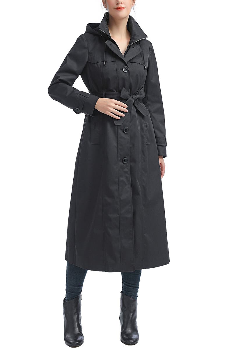 Kimi & Kai Women's Aine Hooded Long Rain Coat, Alternate, color, Black