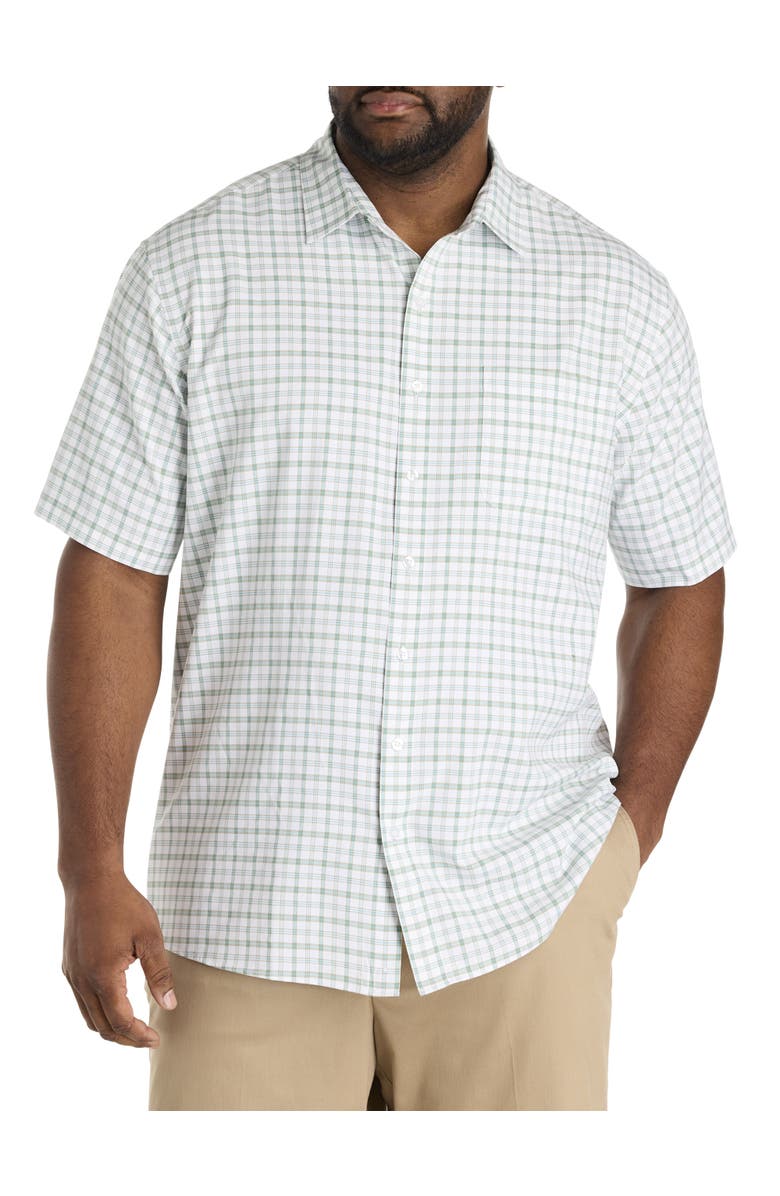 Harbor Bay by DXL Big & Tall Microfiber Medium Plaid Sport Shirt, Main, color, Multi