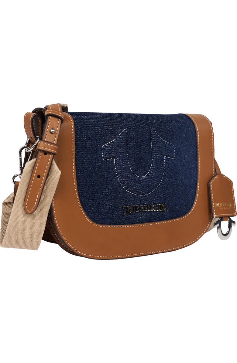 True Religion Denim Raised Horseshoe Crossbody Flap, Alternate, color, Denim