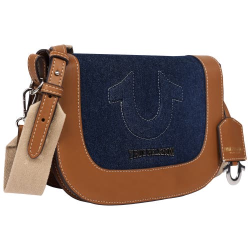 True Religion Denim Raised Horseshoe Crossbody Flap In Blue