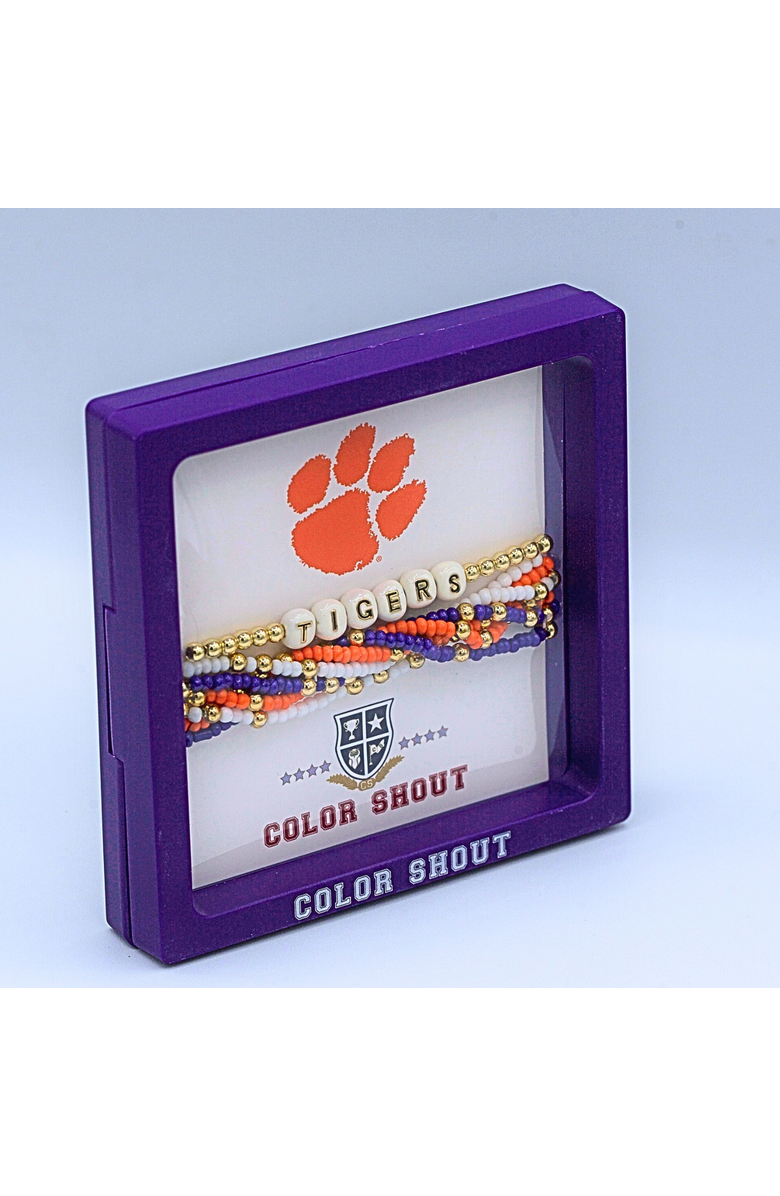 Color Shout Clemson Lucky 7 Bracelet Set, Alternate, color, Yellow Gold