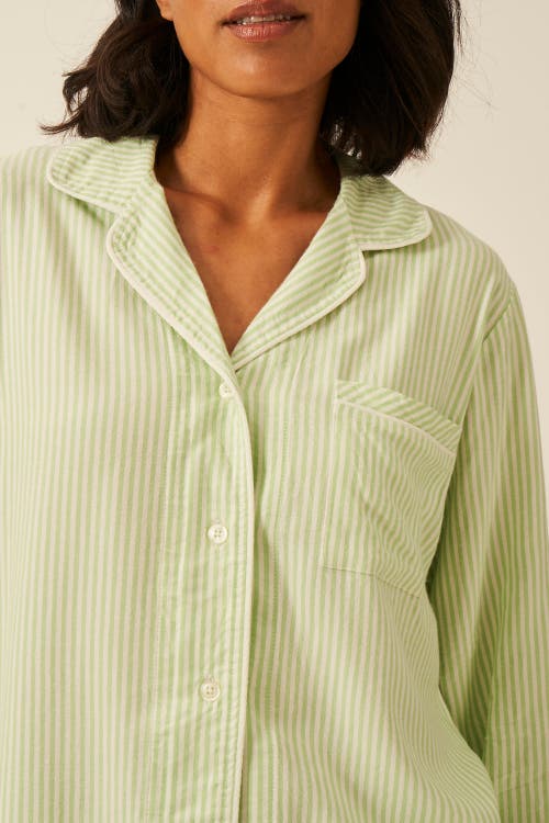 Stripe & Stare Ecovero Pyjama Top In Green