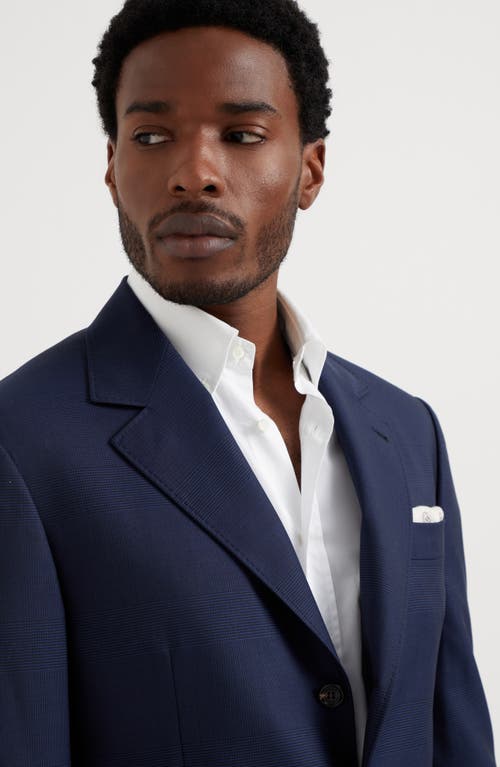 Brunello Cucinelli Prince Of Wales Blazer In Blue