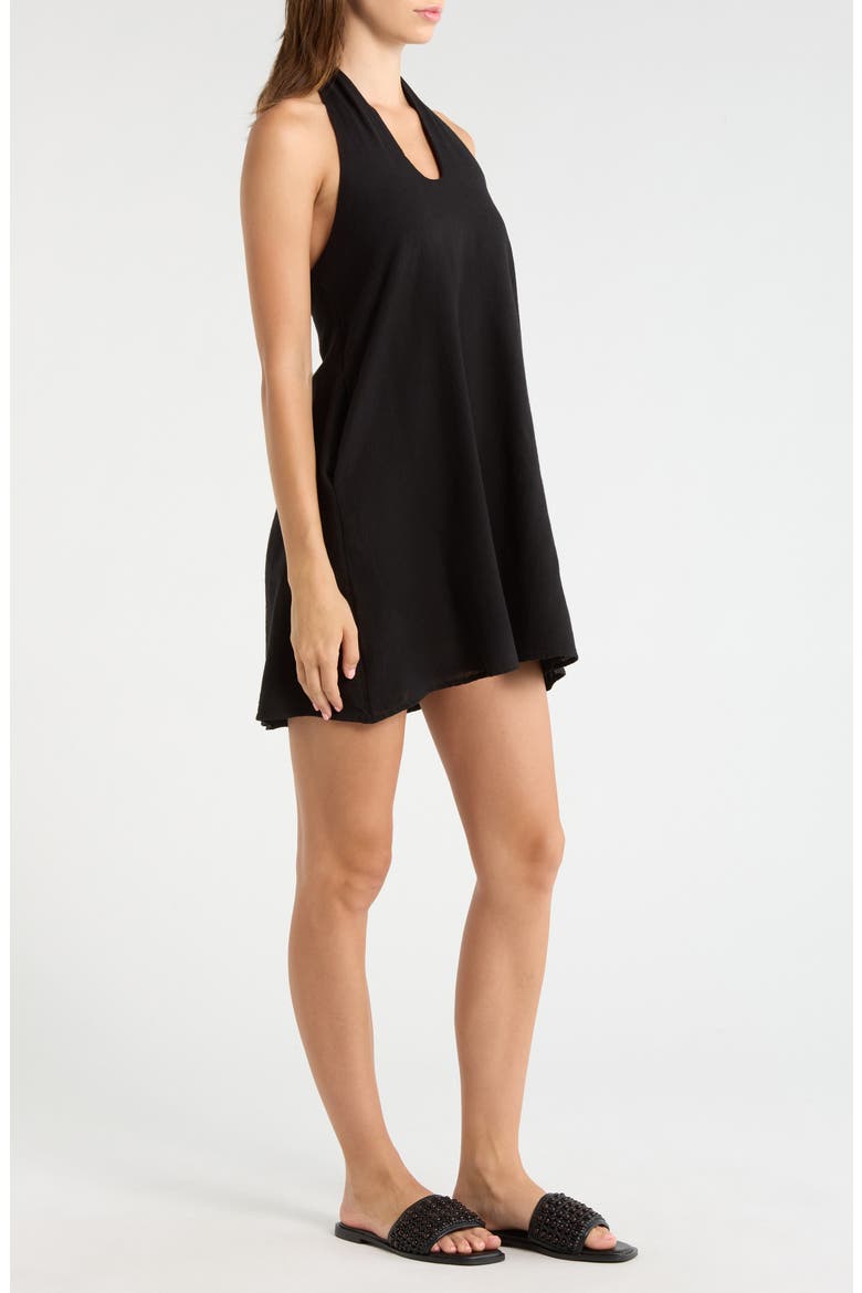 Halter Open Back Cover-Up Dress, Alternate, color, BLACK