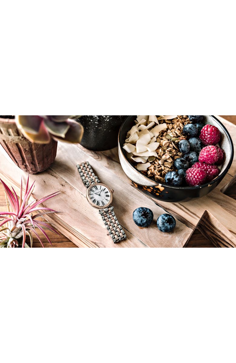 FREDERIQUE CONSTANT Art Deco Bracelet Watch, 30mm, Alternate, color, Silver/ Rose Gold