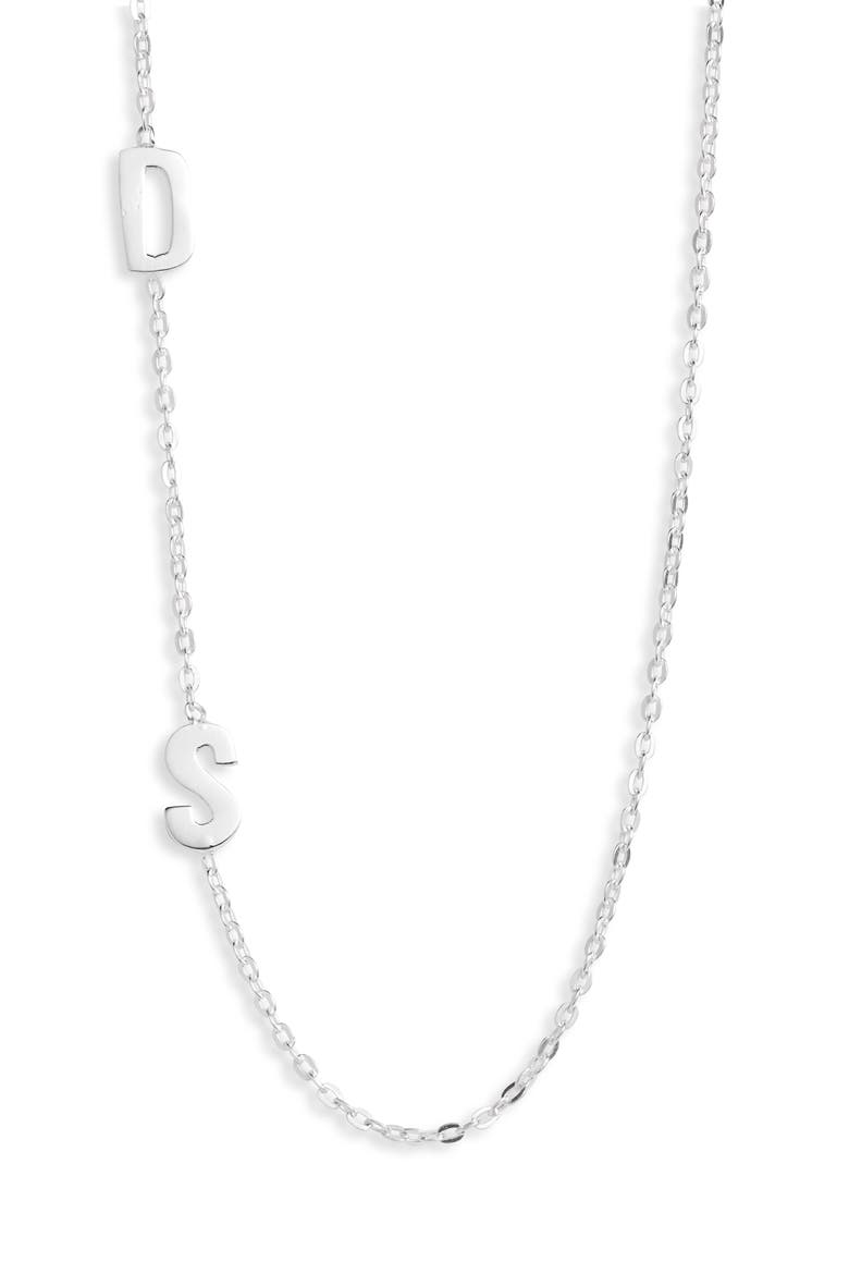 Argento Vivo Personalized Two Initial Necklace, Main, color, SILVER