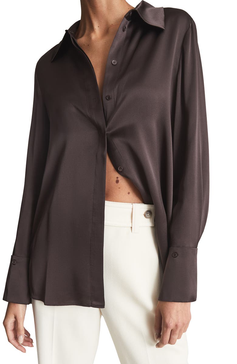 Reiss Hailey Silk Button-Up Blouse, Alternate, color,