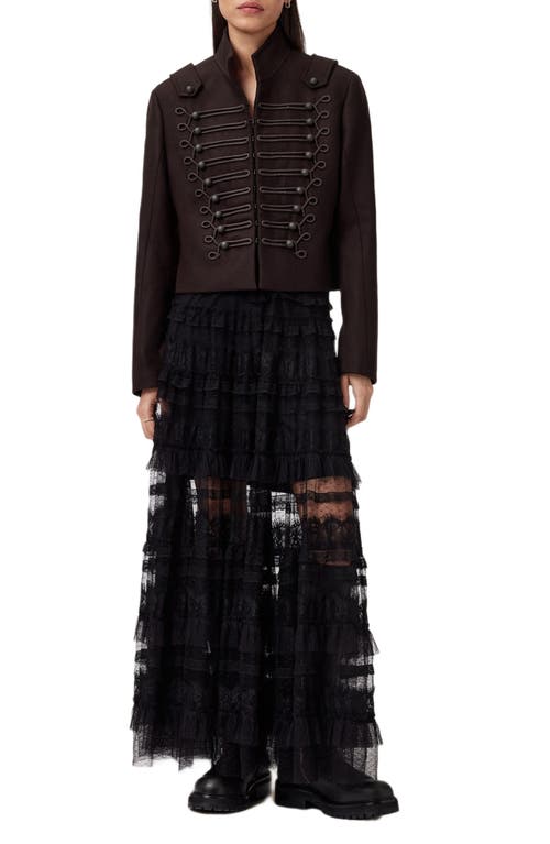 Allsaints Rummy Double Breasted Wool Blend Jacket In Burgundy