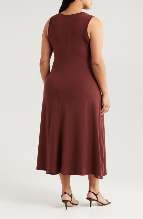 Nordstrom Sleeveless Cotton Knit Dress In Brown Raisin
