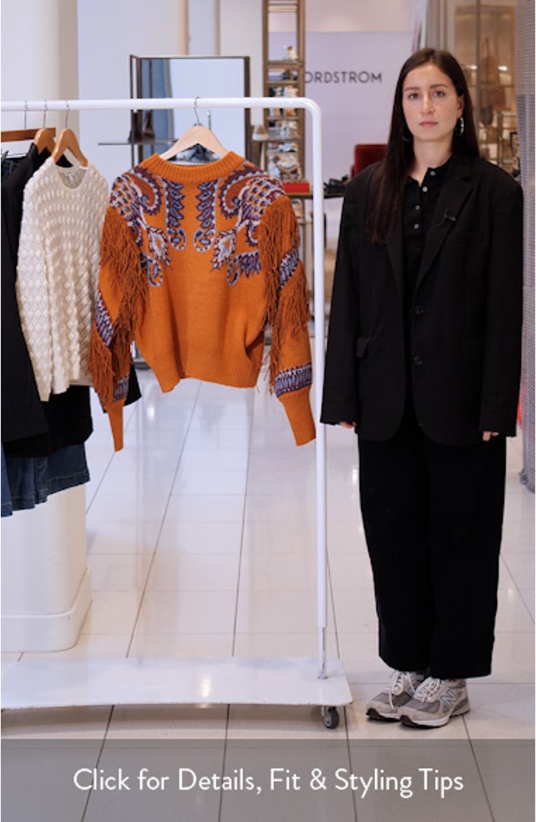 Arabesque Scarf Fringe Knit Sweater, sales video thumbnail