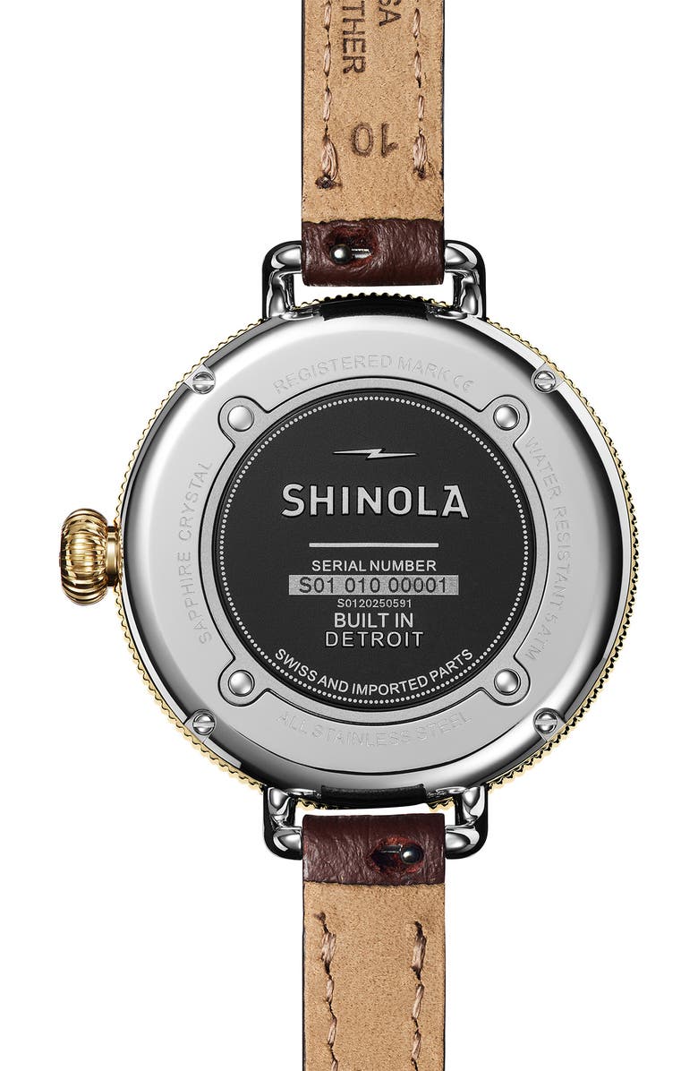 Shinola Birdy Gift Set Double Wrap Leather Strap Watch, 38mm, Alternate, color,