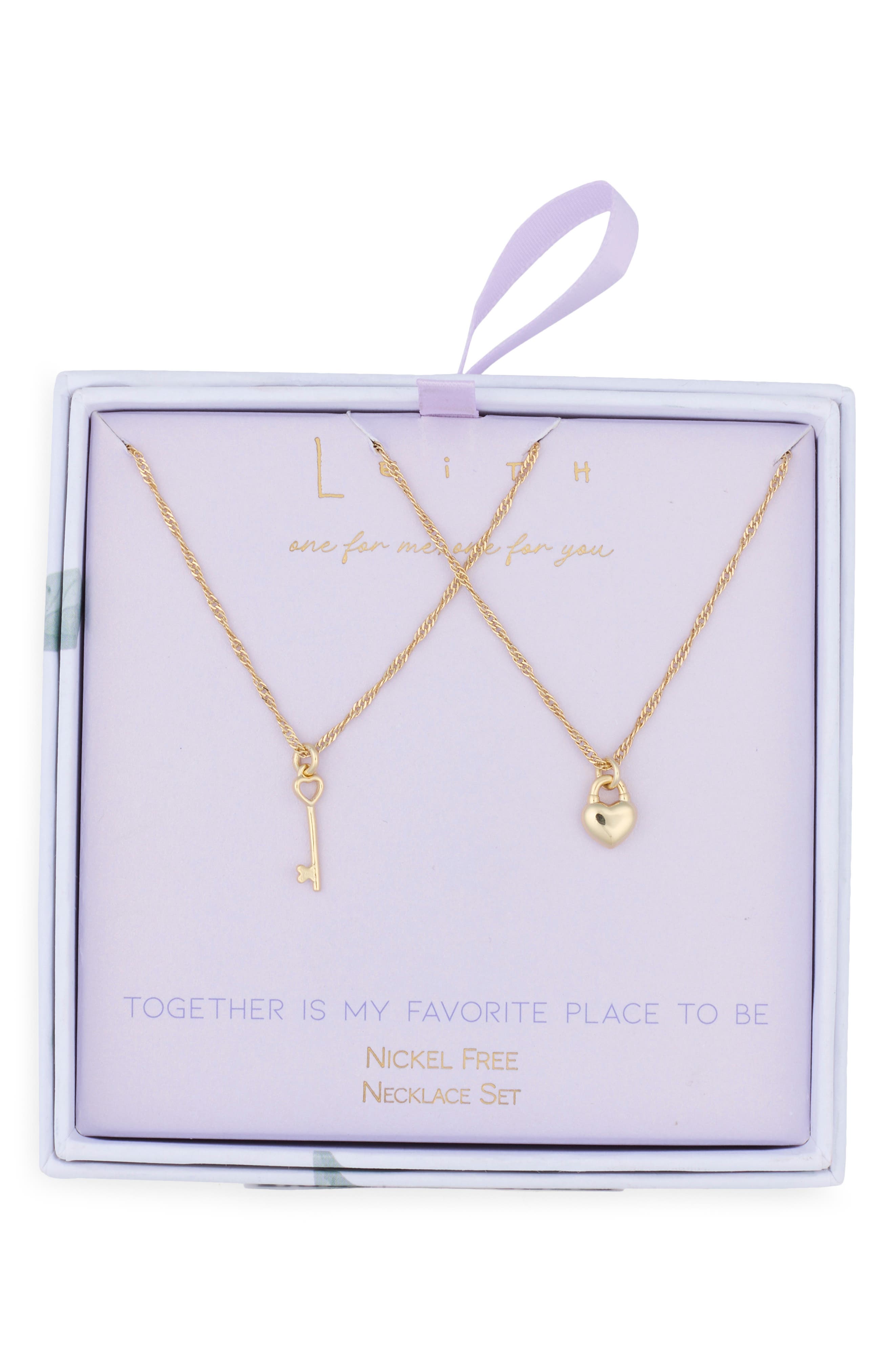 Leith Together Is My Favorite Place To Be Set of 2 You & Me Lock Key Pendant Necklaces
