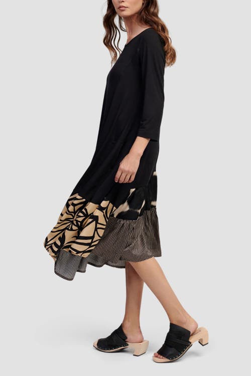ALEMBIKA ALEMBIKA TIERED MIXED MEDIA MIDI DRESS