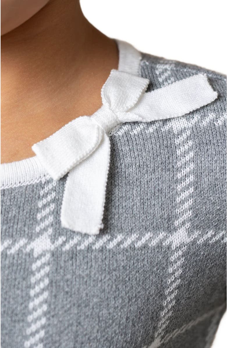 Hope & Henry Girls' Organic Bow Sweater Dress, Toddler, Alternate, color, Dark Gray Windowpane