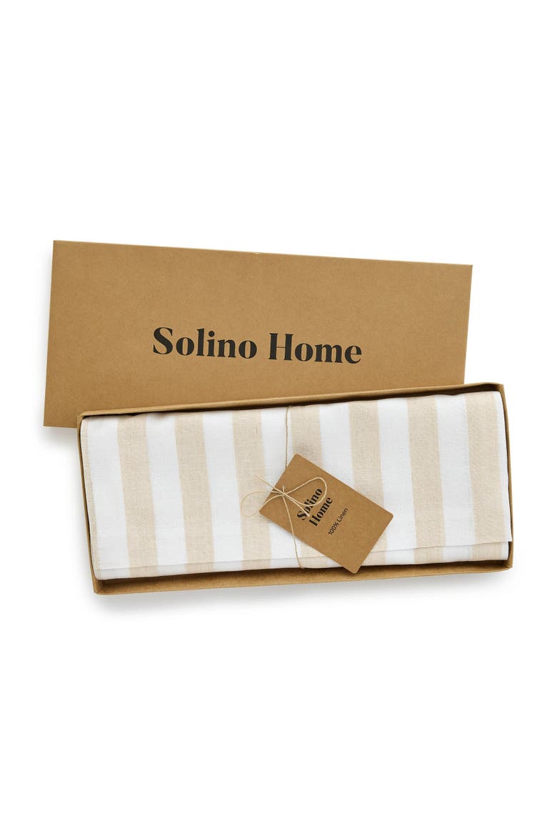 Linen Table Runner - Sorrento Stripe, Alternate, color, Natural and White