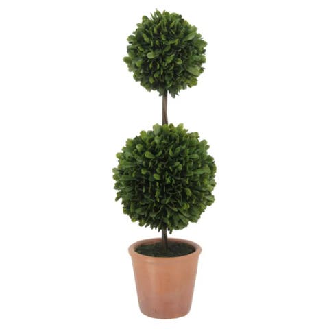 24" Artificial Double Boxwood Topiary in Pot
